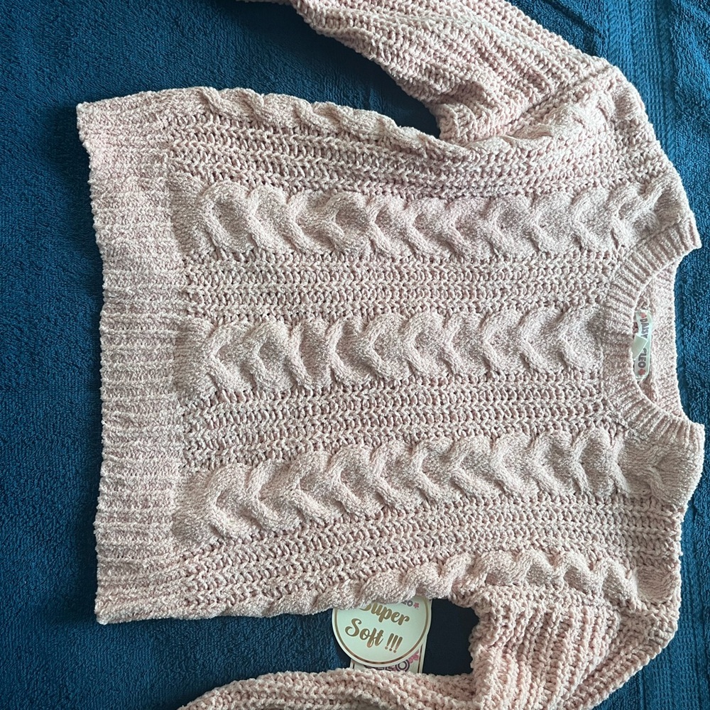 Cozy Pink Cable Knit Sweater is for girls